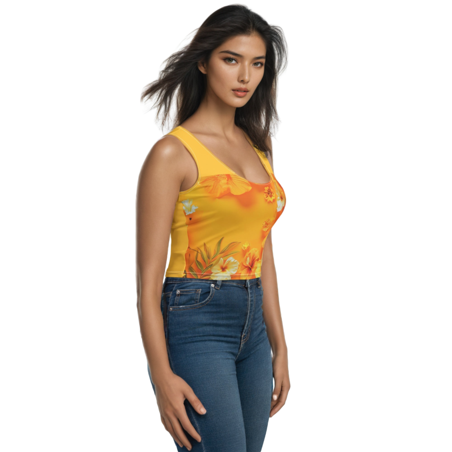 Orange Hue Floral Crop Top