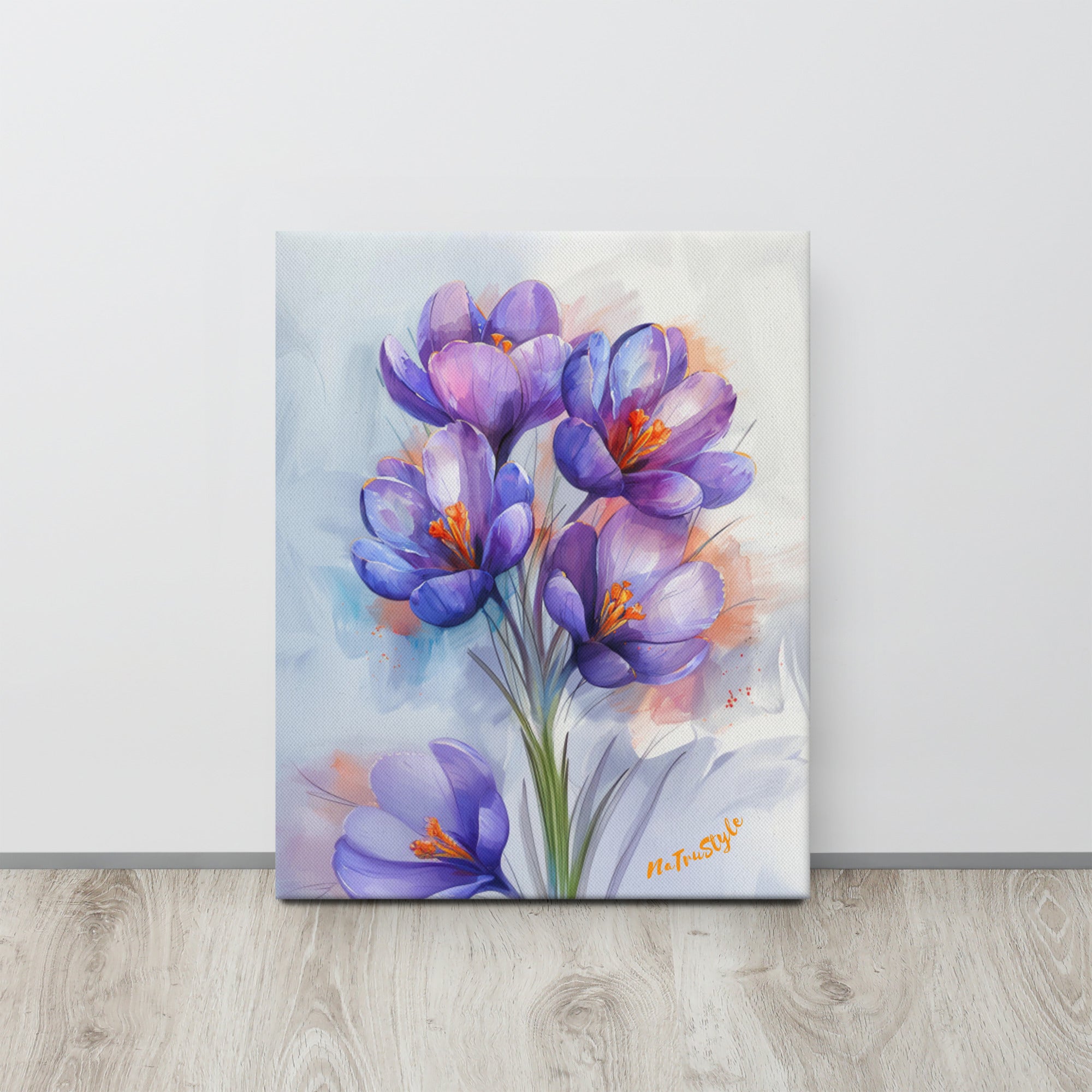 Crocuses flowers canvas