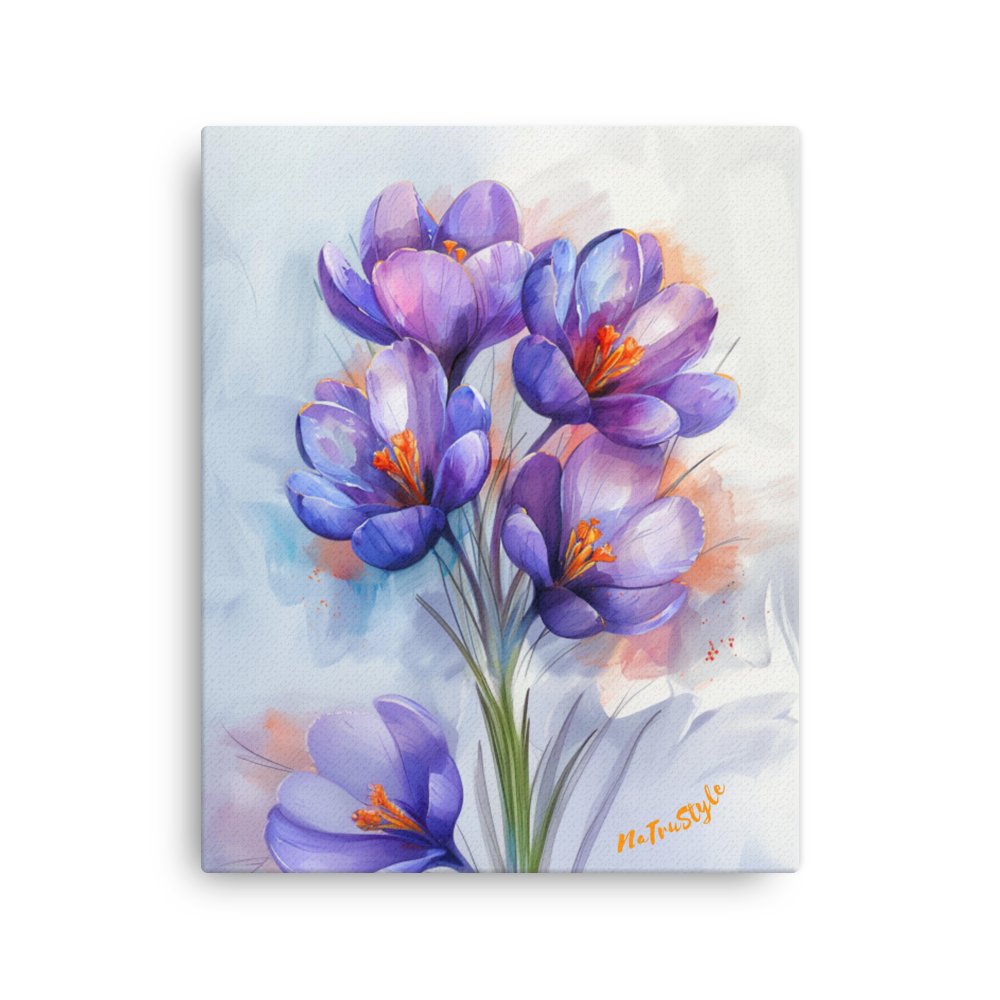 Crocuses flowers canvas