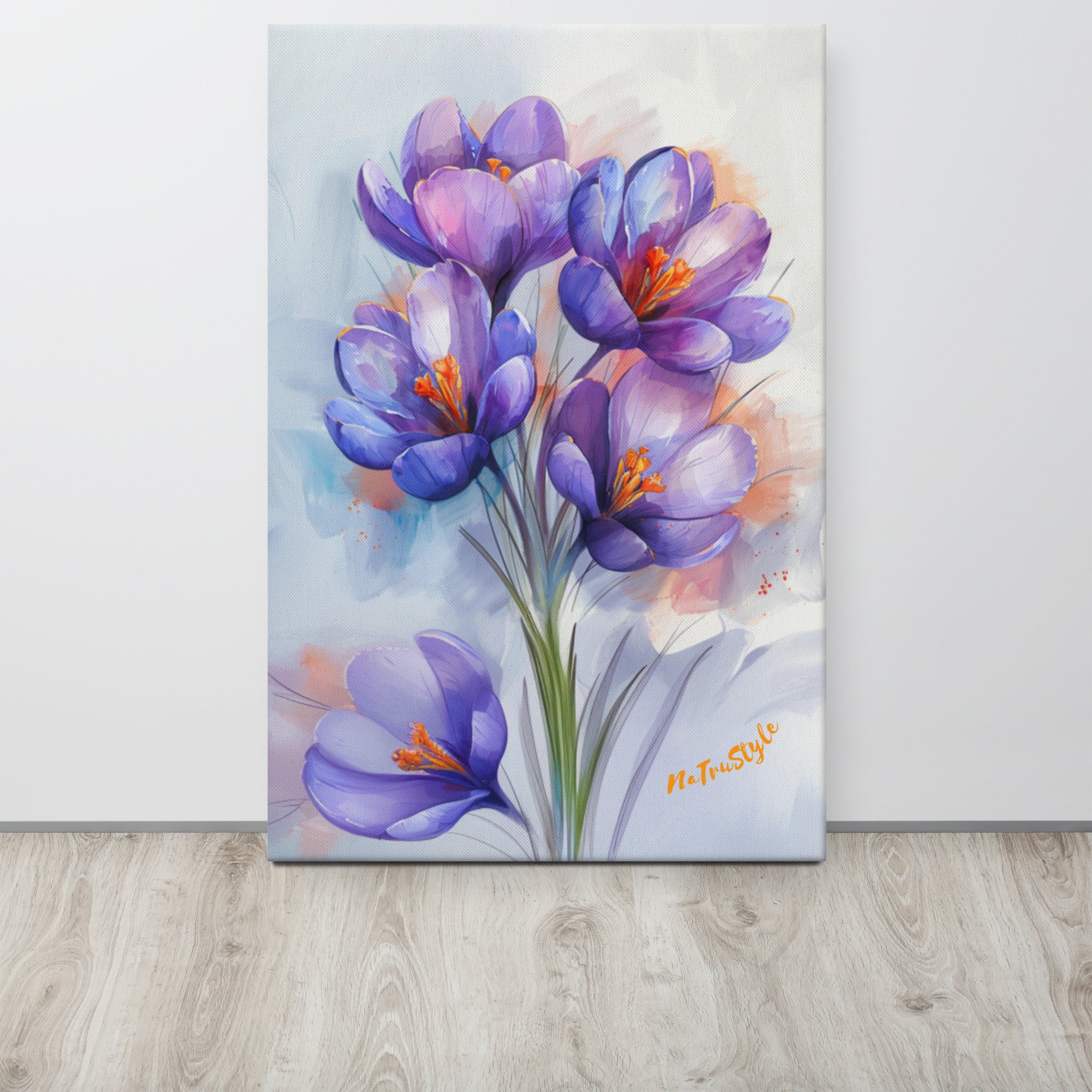 Crocuses flowers canvas